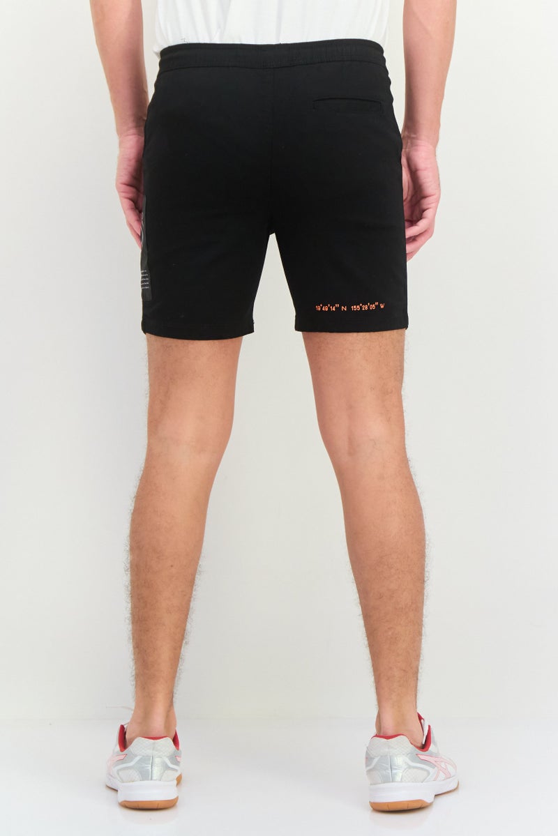 brooklyn Men 7 Inseam Graphic Print Basic Shorts, Black - Image 2